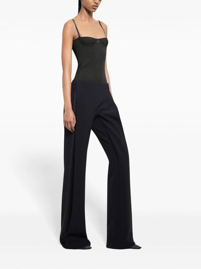 Courreges 032C Trousers Black — Mid‑Rise Layered Trousers