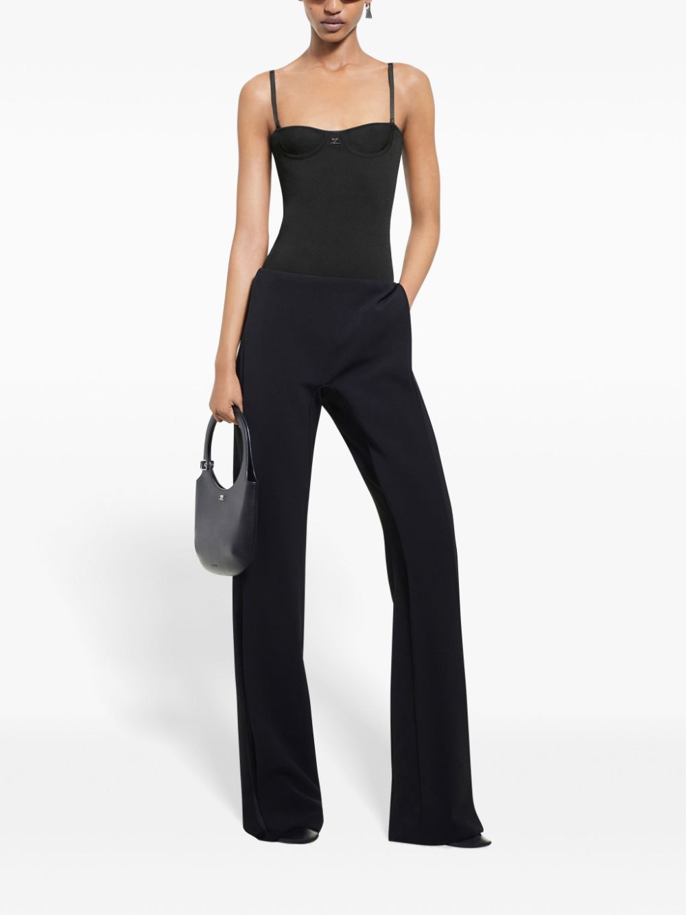 Courreges 032C Trousers Black — Mid‑Rise Layered Trousers
