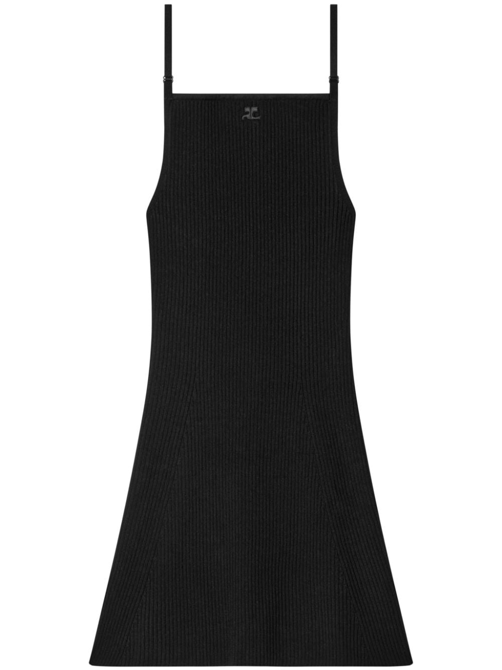 Vestido mini de punto acanalado negro de Courreges Pre Dresses