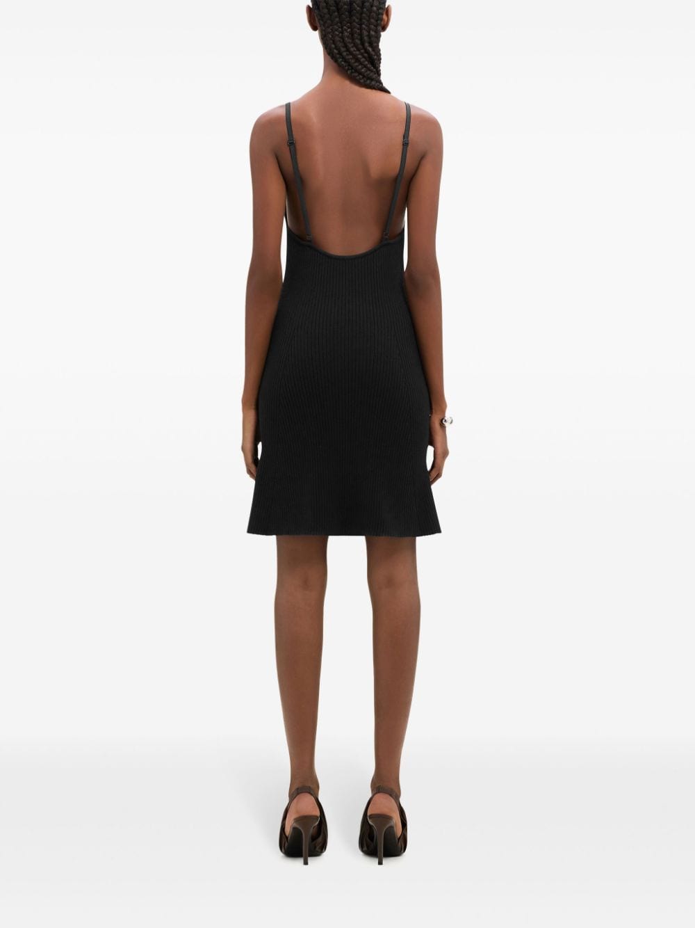 Vestido mini de punto acanalado negro de Courreges Pre Dresses