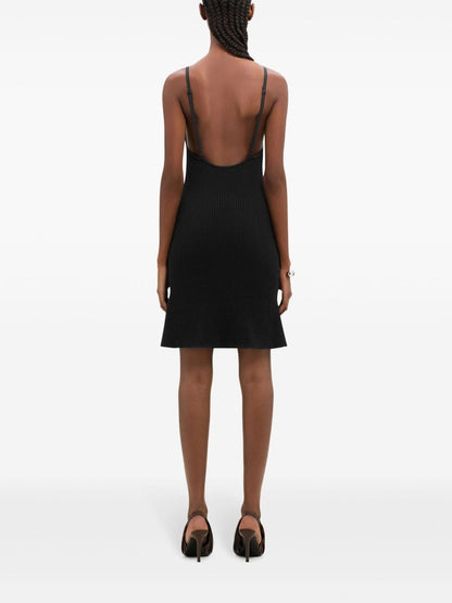 Vestido mini de punto acanalado negro de Courreges Pre Dresses