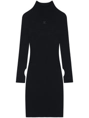 Courreges Pre Dresses Black ribbed knit mini dress