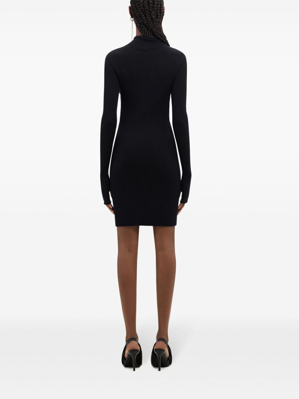 Courreges Pre Dresses Black ribbed knit mini dress