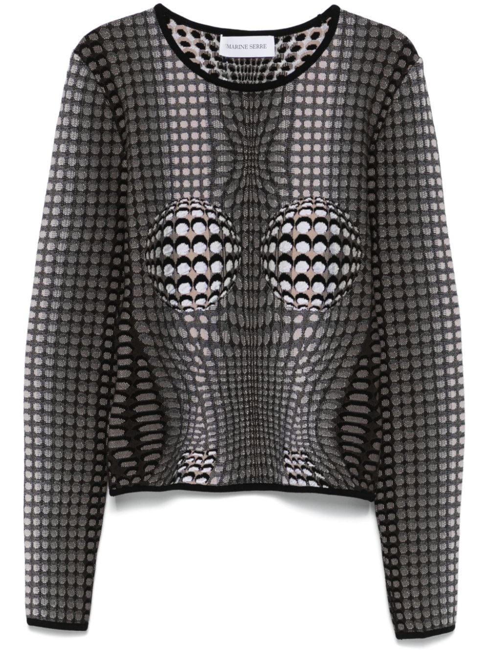 Marine Serre Top Grey knitted jacquard