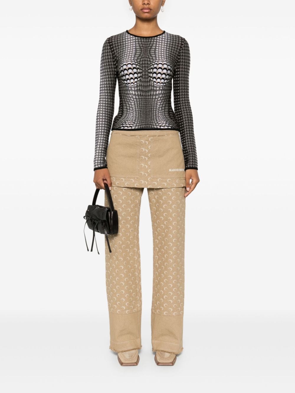 Marine Serre Top Grey knitted jacquard