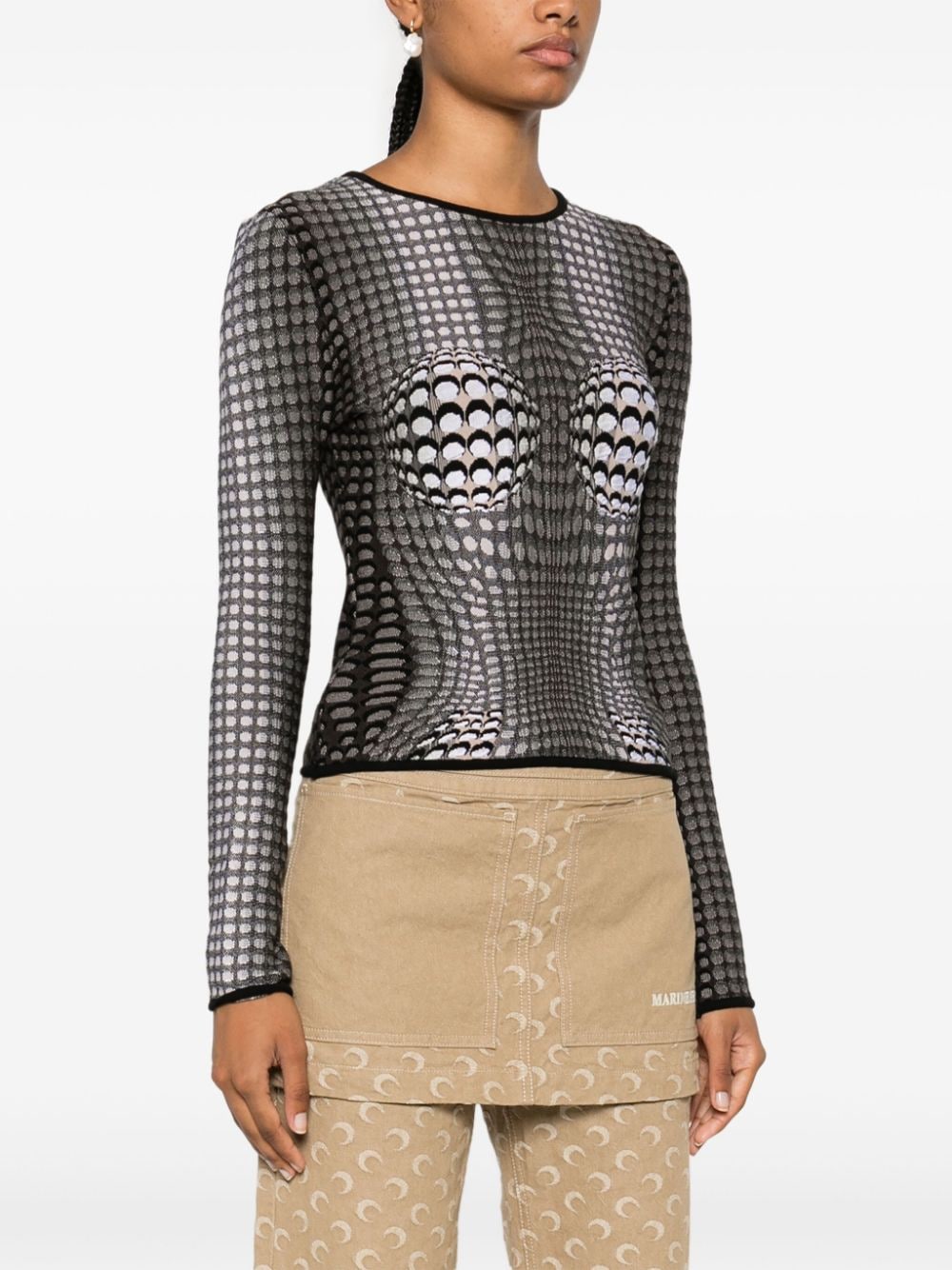 Marine Serre Top Grey knitted jacquard