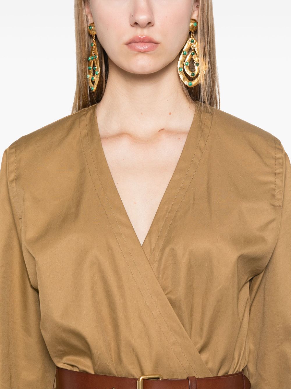 Saint Laurent Dresses Camel cotton twill with belt