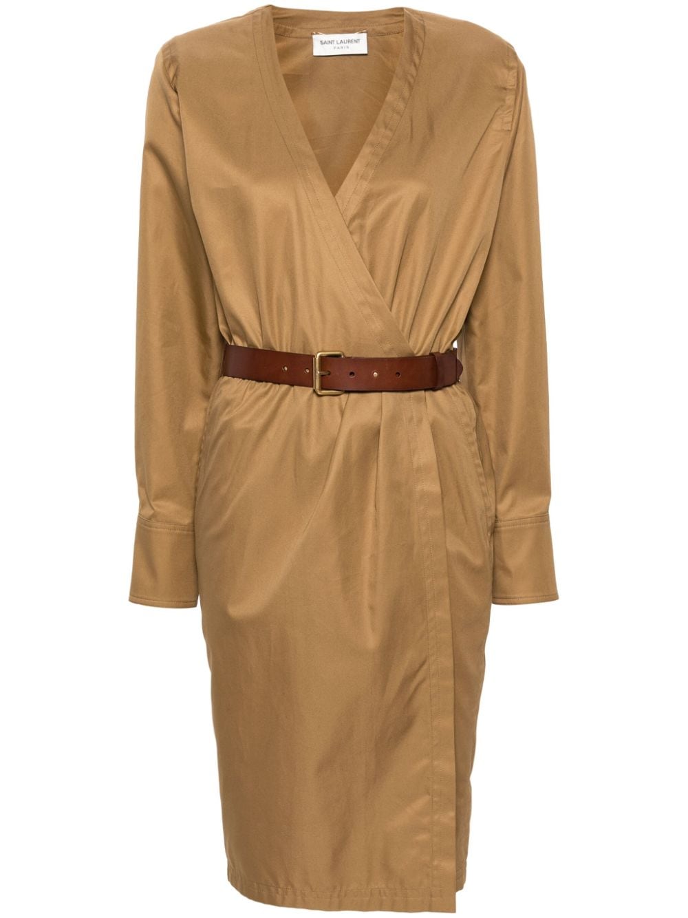 Saint Laurent Dresses Camel cotton twill with belt