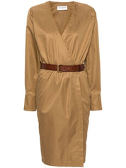 Saint Laurent Dresses Camel cotton twill with belt
