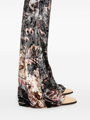 Etro Trousers Black velvet floral flared