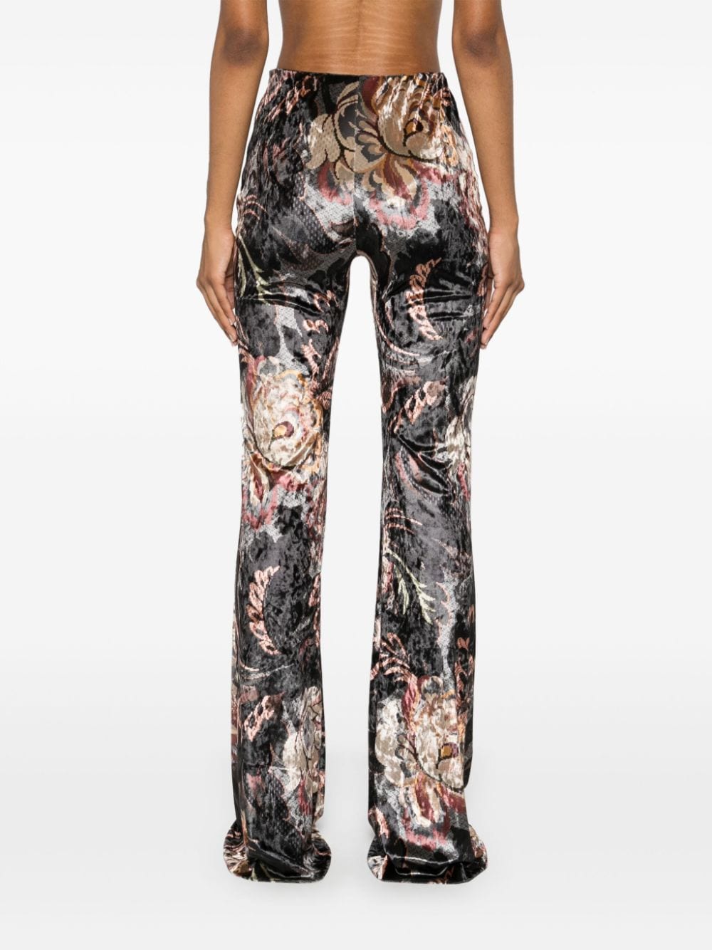 Etro Trousers Black velvet floral flared