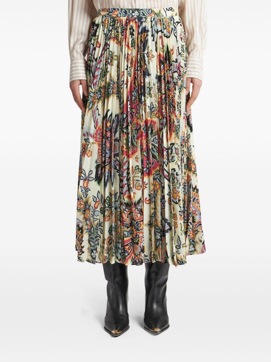 Jupes Etro Midi beige à imprimé cachemire