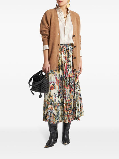 Jupes Etro Midi beige à imprimé cachemire