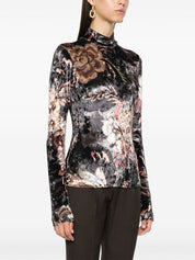 Etro Sweaters Black crushed velvet floral print