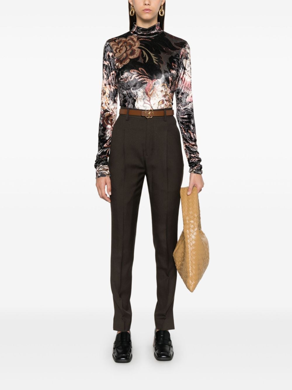 Etro Sweaters Black crushed velvet floral print