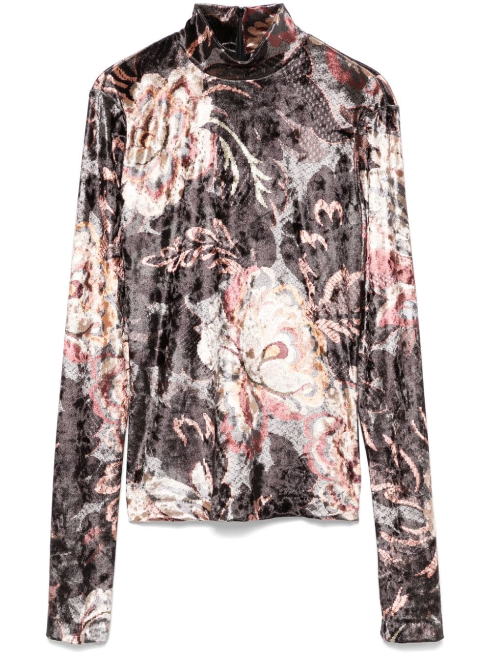 Etro Sweaters Black crushed velvet floral print