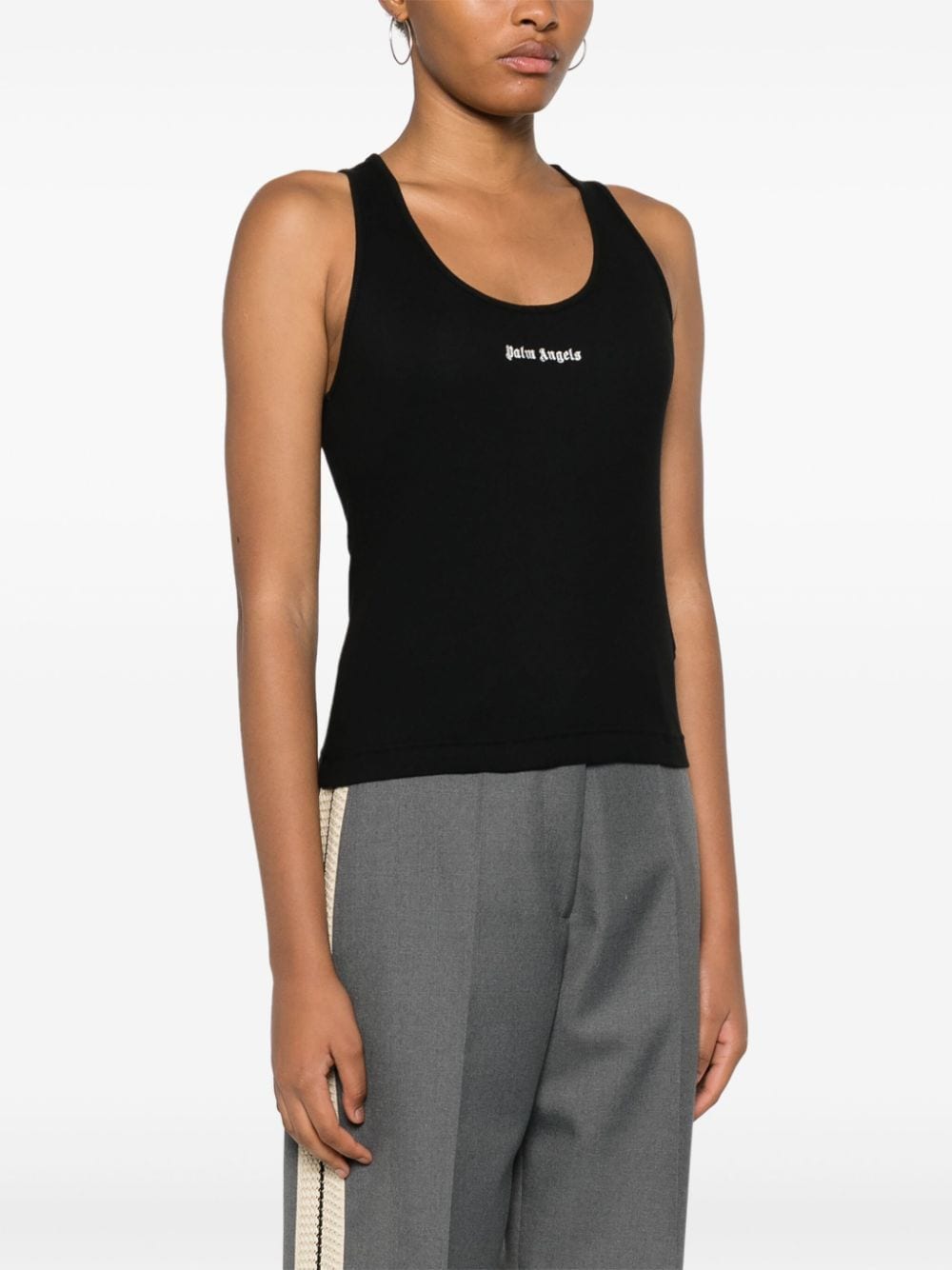 Palm Angels Black Ribbed Cotton Tank — Sleek Everyday Elegance