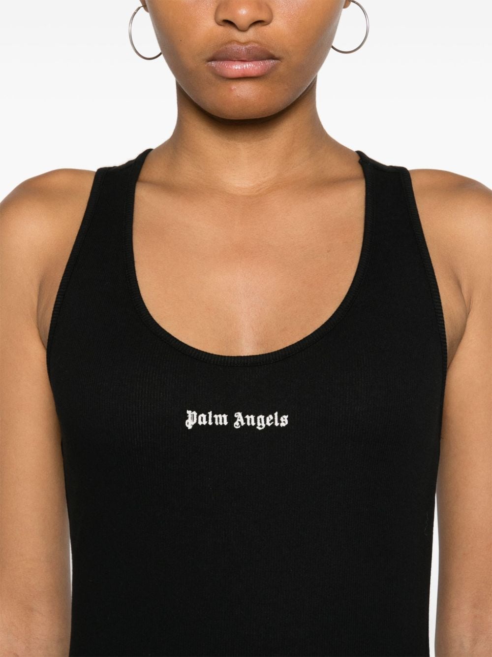 Palm Angels Black Ribbed Cotton Tank — Sleek Everyday Elegance