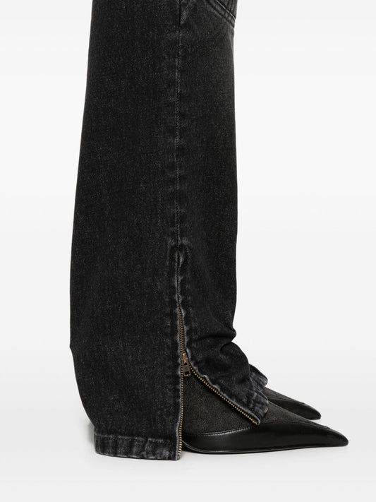 Jean Paul Gaultier Jeans Black — Padded, Lace‑Back Denim