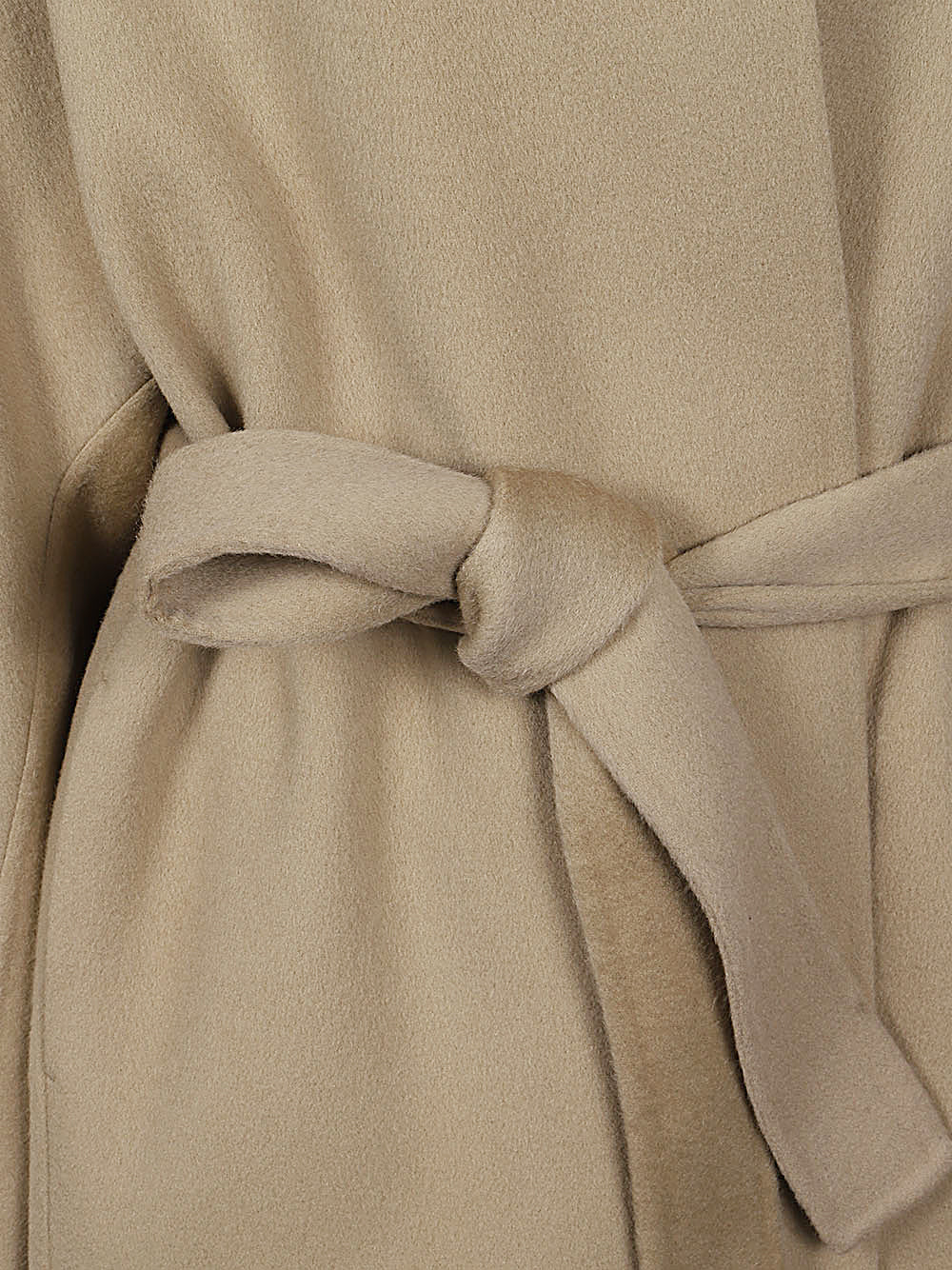 SANDBEIGE Wool Coat — Minimal Longline Mandarin Collar
