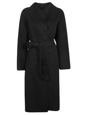 SANDBEIGE Coats Black wool midi coat