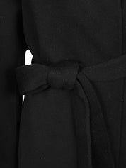 SANDBEIGE Coats Black wool midi coat