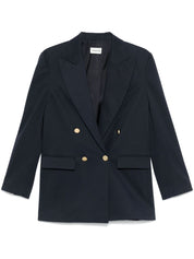Veste Parosh Blazer croisé en laine bleu