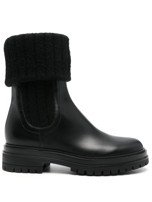 Gianvito Rossi Boots in Black Calf Leather — Low Block Heel