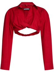 JACQUEMUS Shirts Red cotton poplin