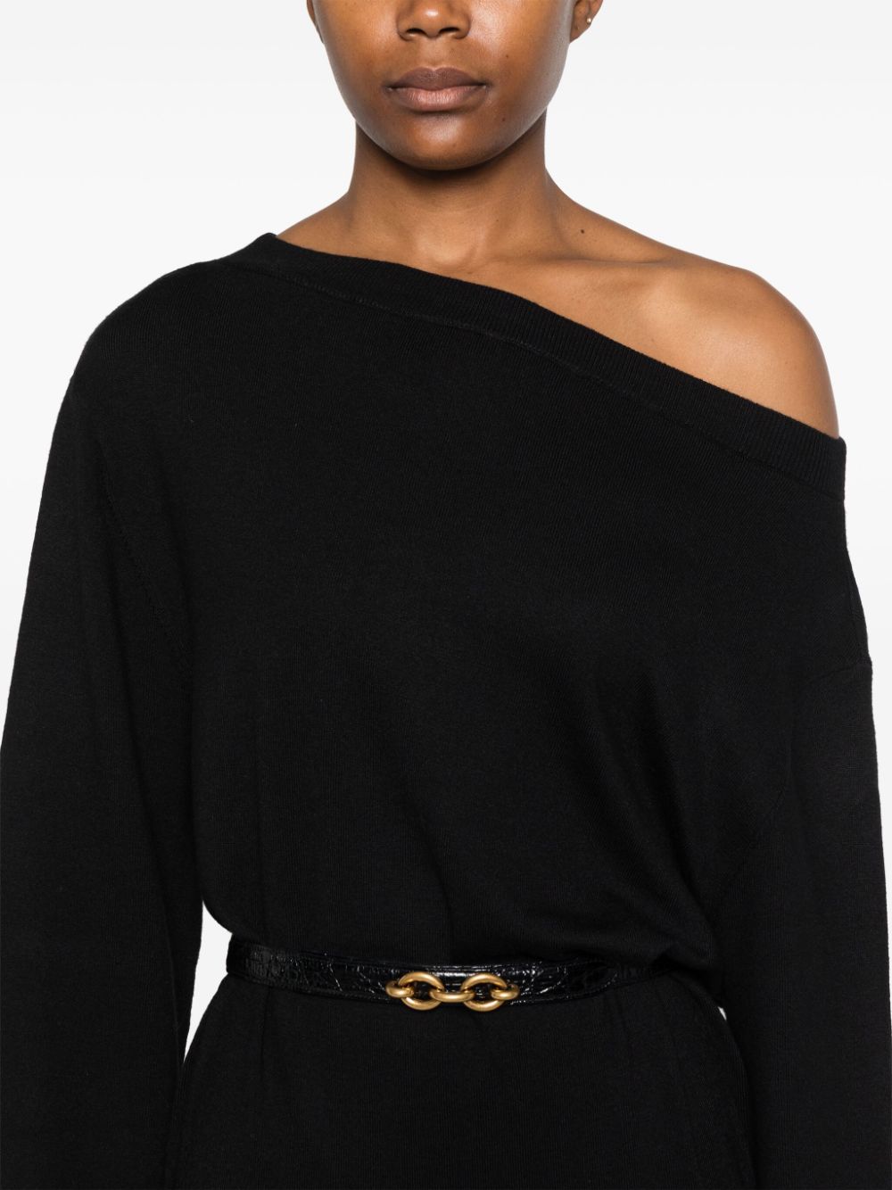 HERSKIND Dresses Black merino wool off-shoulder