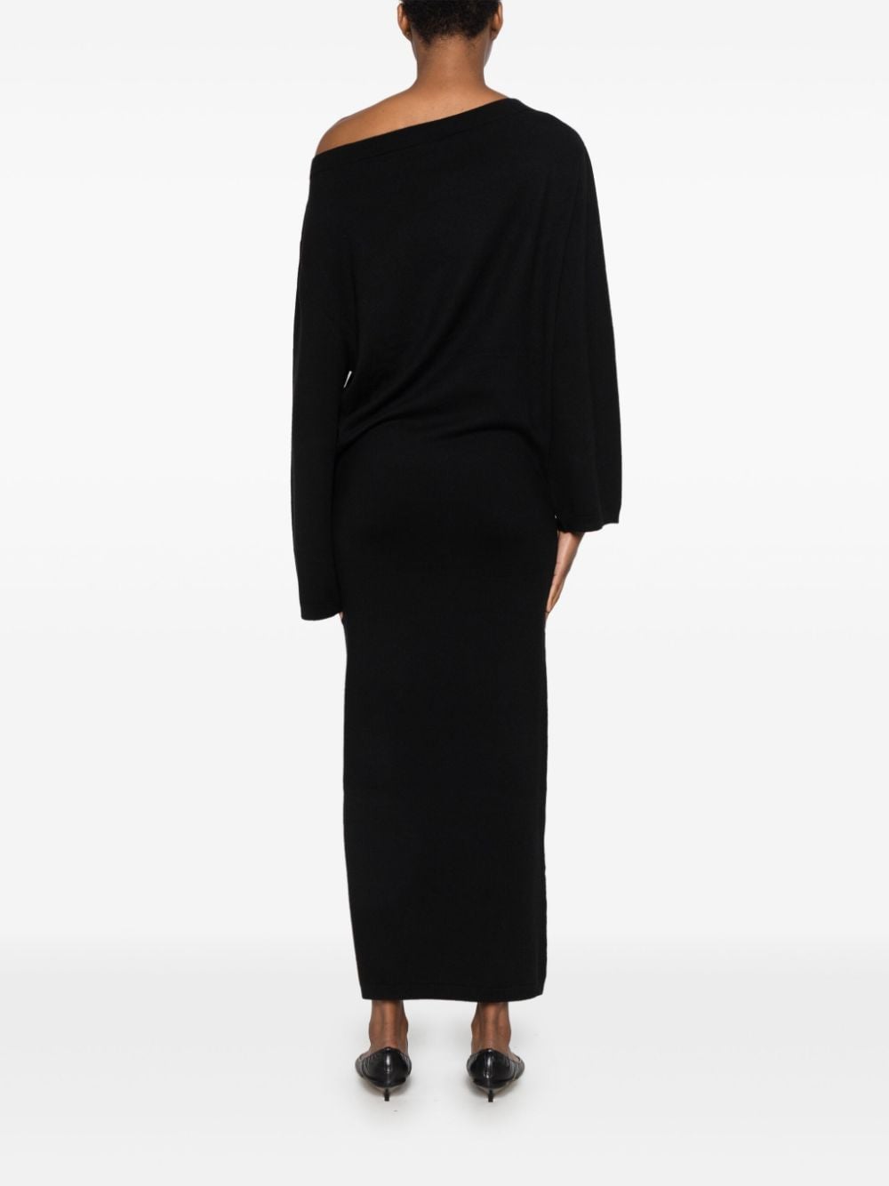 HERSKIND Dresses Black merino wool off-shoulder