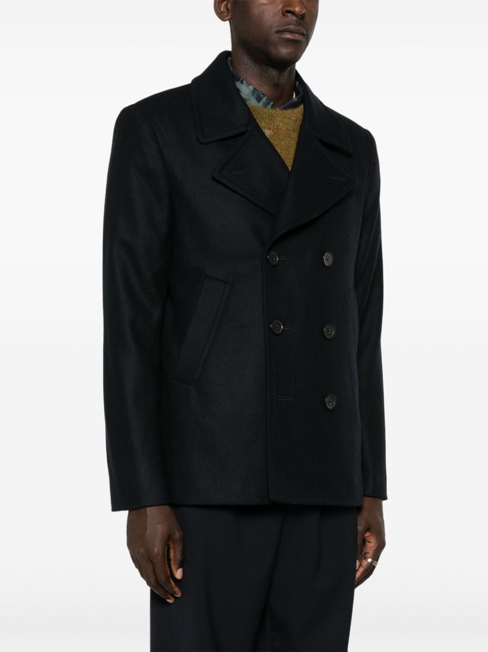 Paul Smith Coats Blue wool-cashmere double-breasted coat