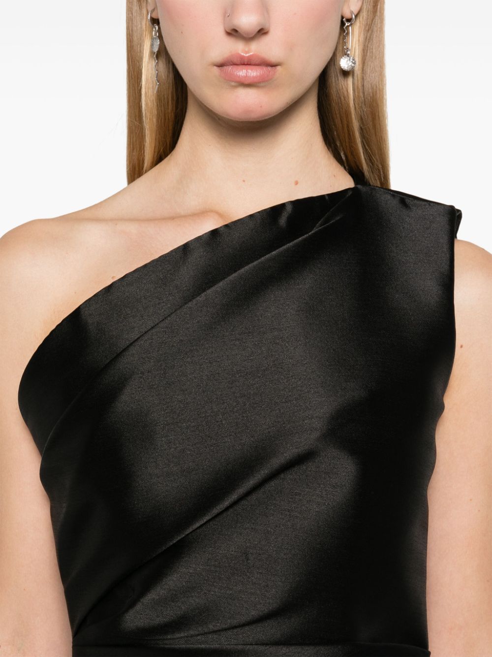 Solace London Dresses Black one-shoulder mini dress