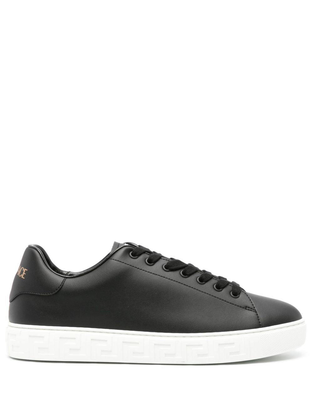 Versace Sneakers Black faux leather with Greca detail