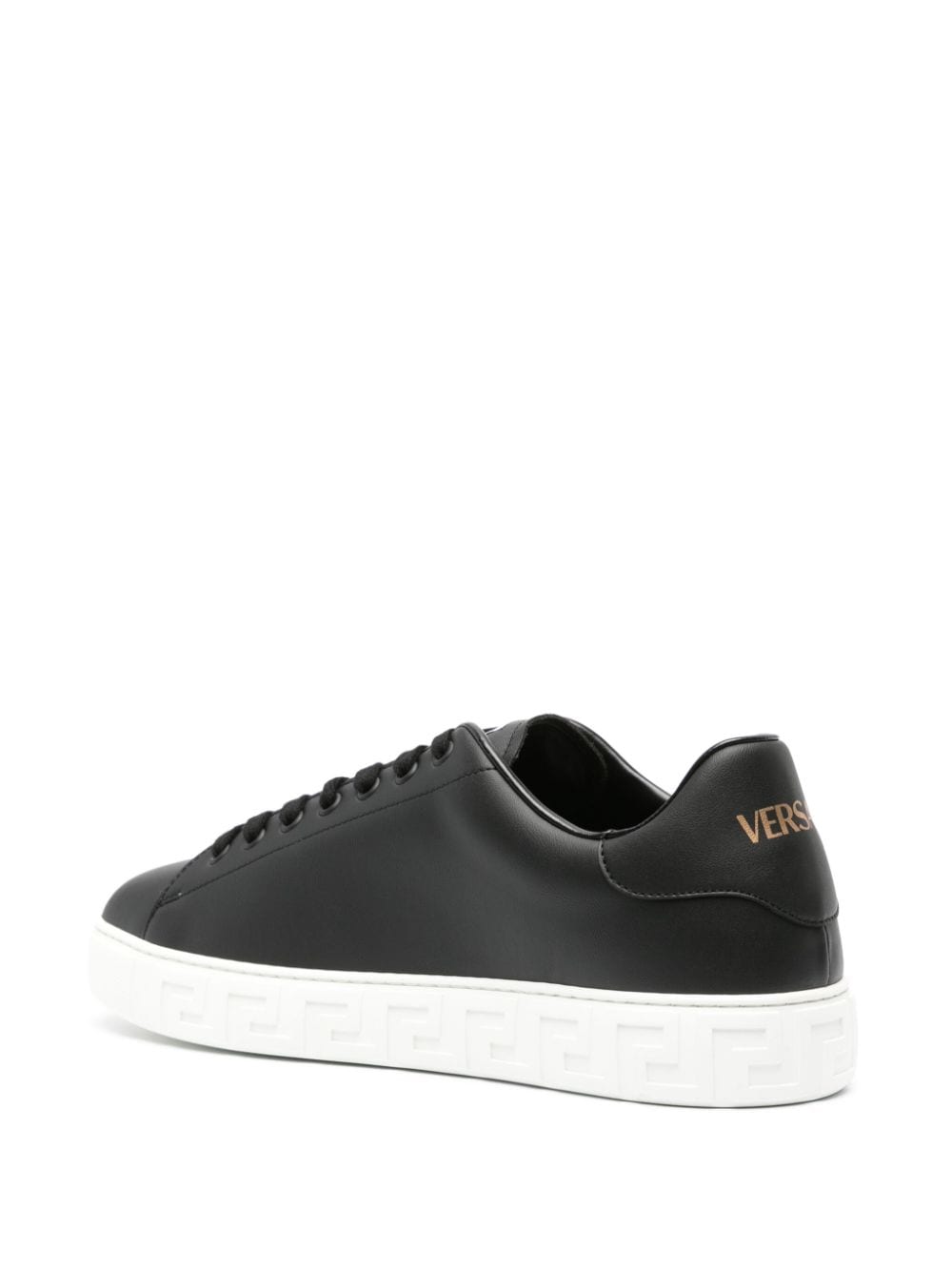 Versace Sneakers Black faux leather with Greca detail