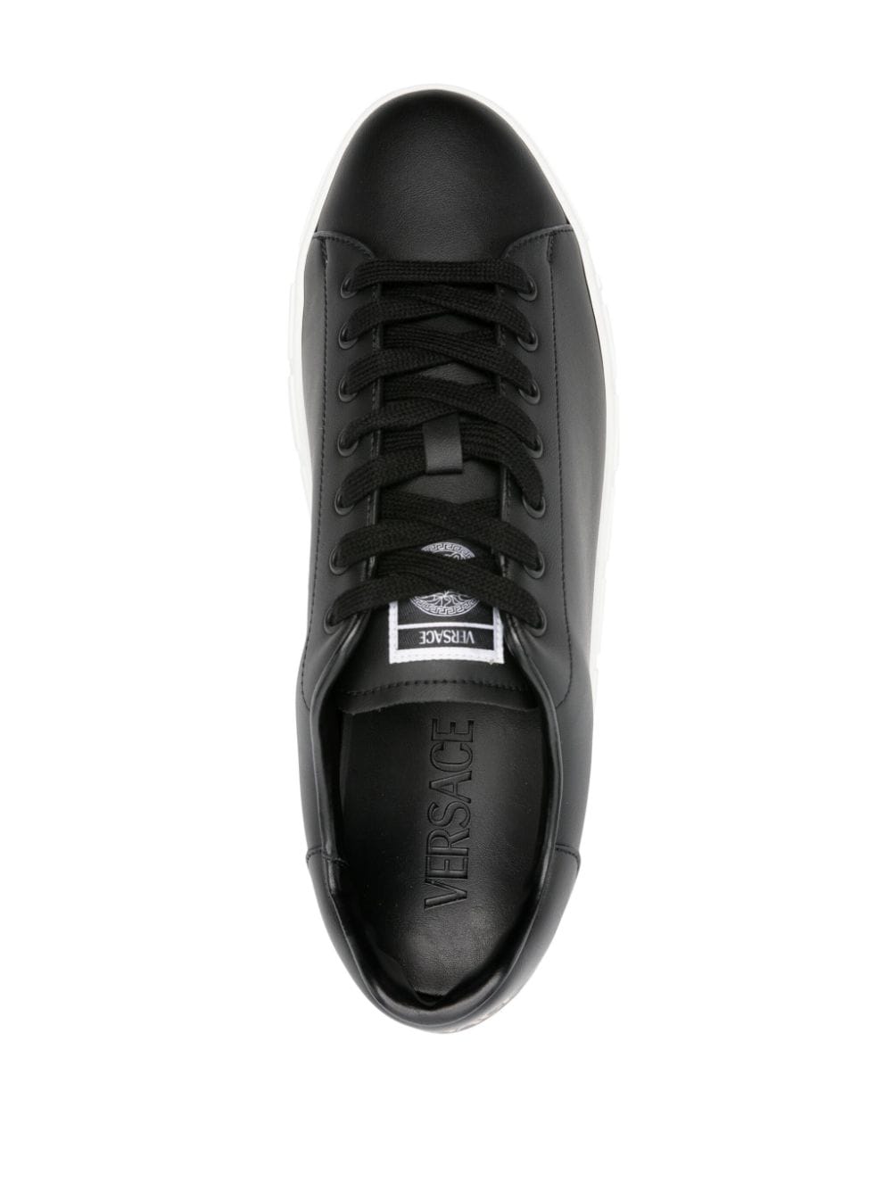 Versace Sneakers Black faux leather with Greca detail