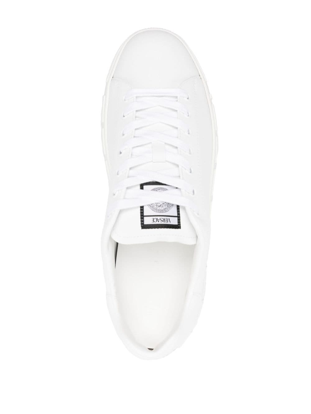 Baskets Versace blanches à lacets avec détail logo