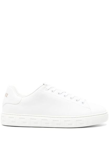 Baskets Versace blanches à lacets avec détail logo