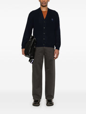 Blue Fox Head Wool Cardigan — Maison Kitsuné