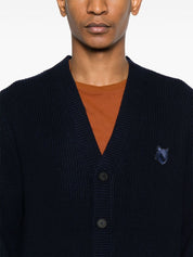 Blue Fox Head Wool Cardigan — Maison Kitsuné