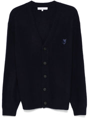 Blue Fox Head Wool Cardigan — Maison Kitsuné