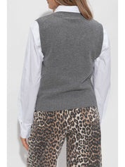 Pulls Ganni en maille côtelée grise