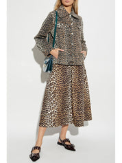 Ganni Leopard Printed Elasticated Maxi Skirt