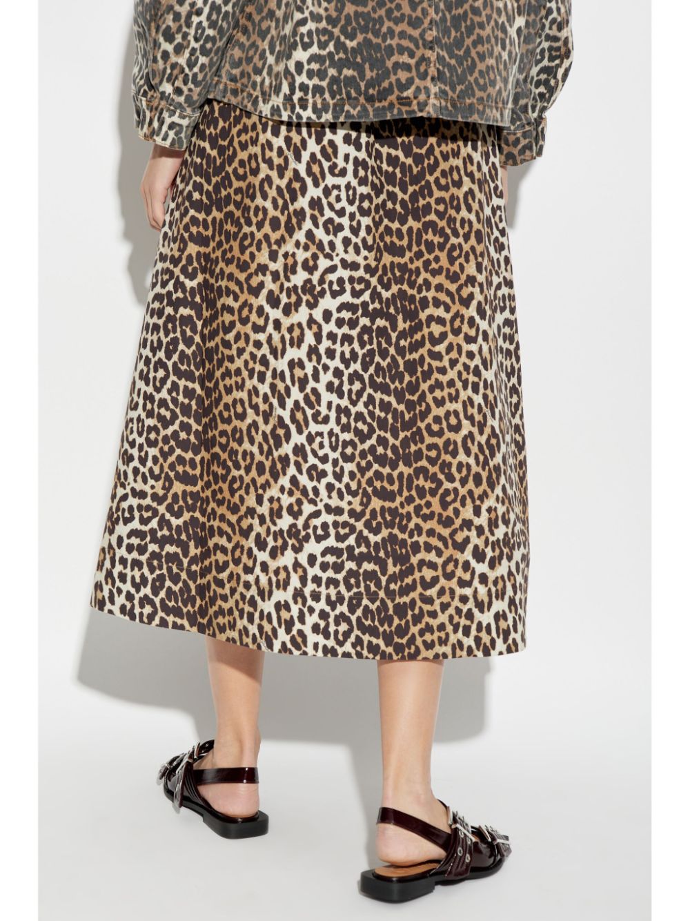 Ganni Leopard Printed Elasticated Maxi Skirt
