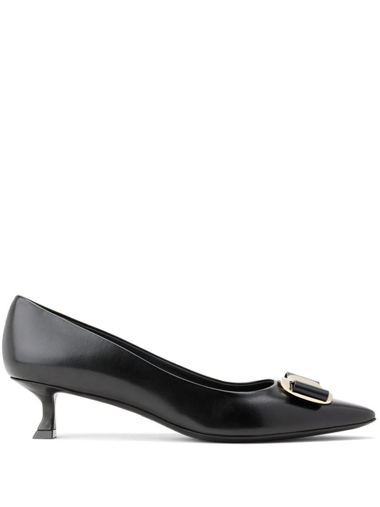 Ferragamo Black Calf Leather High Heel — New Vara Elegance