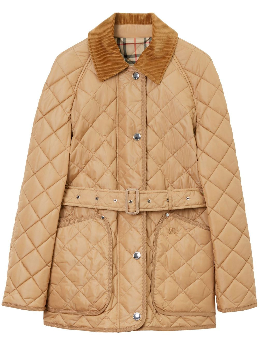 Burberry Jackets Beige diamond-quilted belted jacket