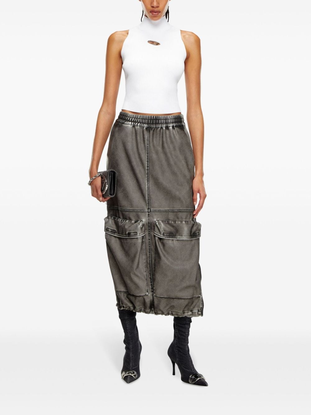 Diesel Top White ribbed knit