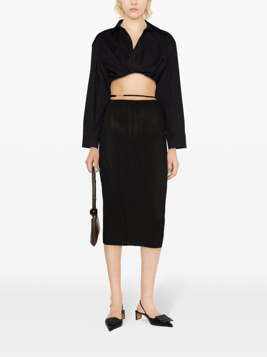 Black Ribbed Knit Pencil Skirt — Jacquemus