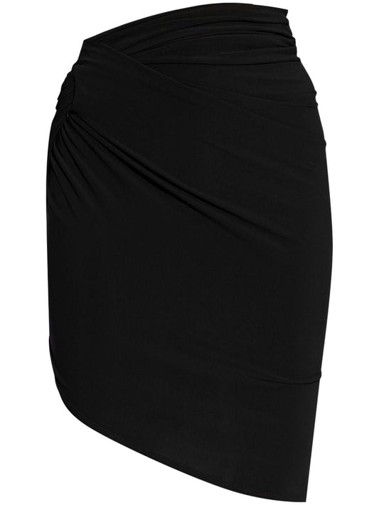 JACQUEMUS Black Skirts — Draped High‑Waist Mini
