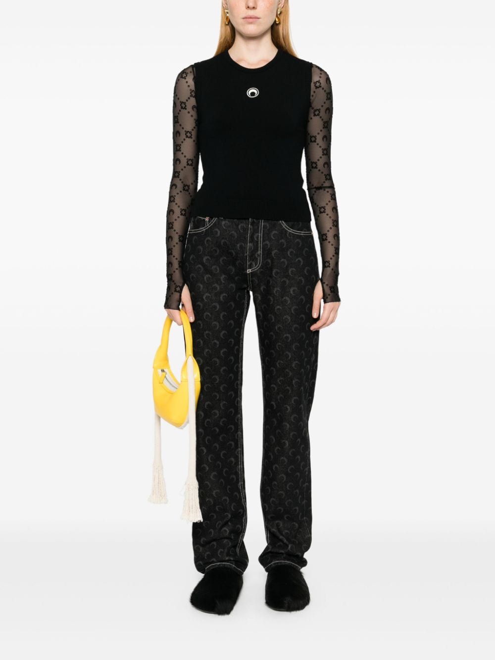 Marine Serre Sweaters Black fine knit